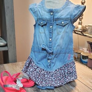 *Edit. Baby girls Juicy Couture denim animal print dress/bloomer set Sz. 12 mo.